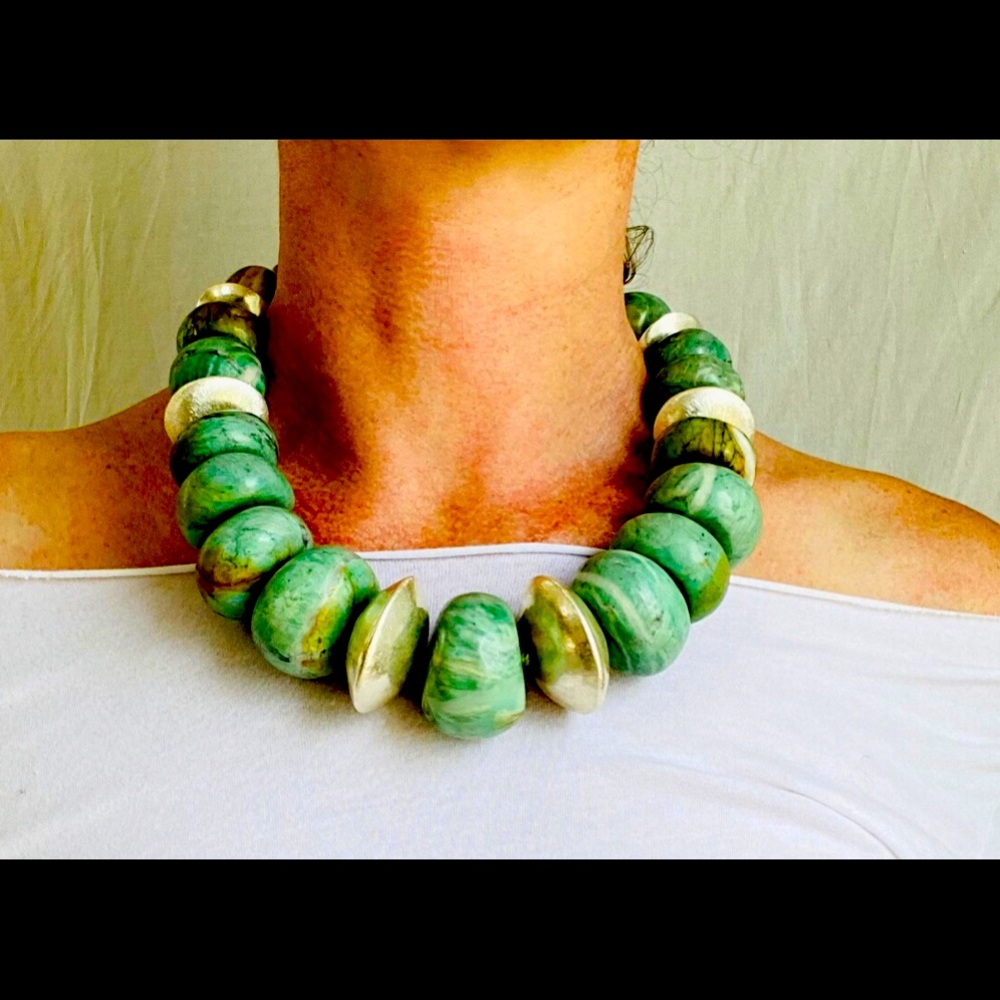 Guatemala Jade with sterling silver disks